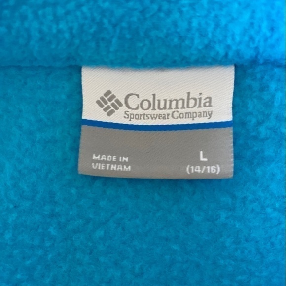 Columbia Full Zip Fleece Jacket Turquoise Youth Lg (14-16) - Picture 4 of 10